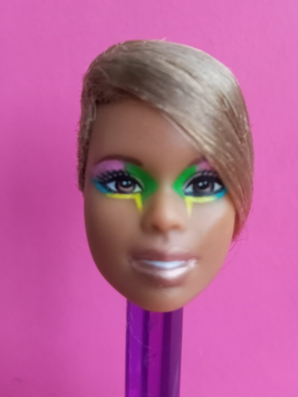 Custom Barbie doll Head blonde pixie hair